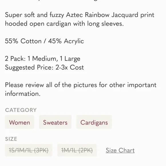 Everlily Rain Aztec fuzzy midi cardigan coat. - Picture 4 of 4